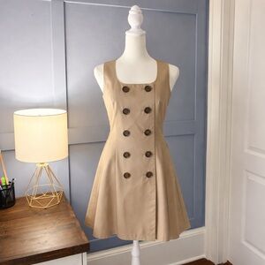 Ochirly Elegant Beige Double-Breasted Mini Dress Size M